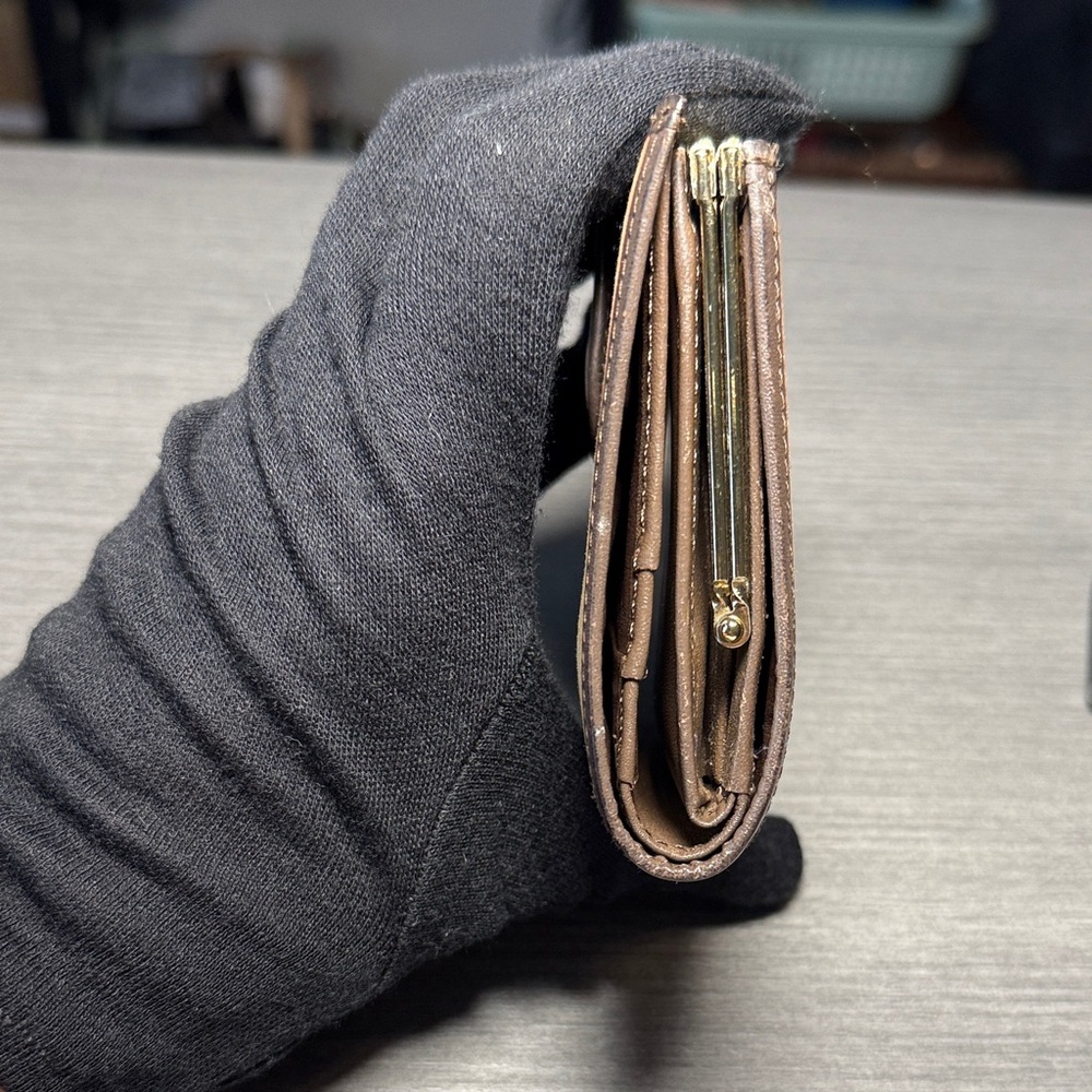 Burberry Beige Plaid Canvas and Brown Leather Wallet - Picture 7 of 7